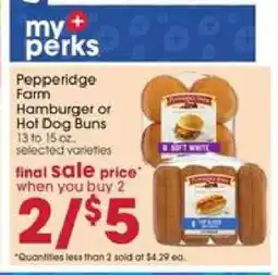 Giant Eagle Pepperidge Farm Hamburger or Hot Dog Buns offer