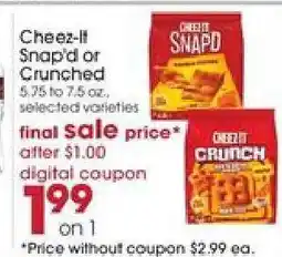 Giant Eagle Cheez-It Snap'd or Crunched offer