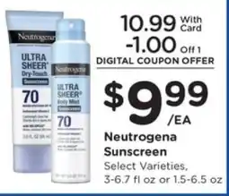 Kroger Neutrogena Sunscreen offer