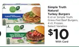 Kroger Simple Truth Natural Turkey Burgers offer