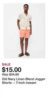 Old Navy Old Navy Linen-Blend Jogger Shorts -- 7-inch inseam offer
