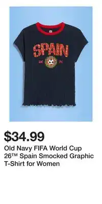Old Navy Old Navy FIFA World Cup 26 Spain Smocked Graphic T-Shirt for Women offer