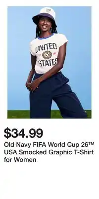 Old Navy Old Navy FIFA World Cup 26 USA Smocked Graphic T-Shirt for Women offer