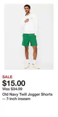 Old Navy Old Navy Twill Jogger Shorts -- 7-inch inseam offer