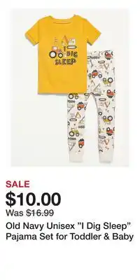Old Navy Old Navy Unisex I Dig Sleep Pajama Set for Toddler & Baby offer