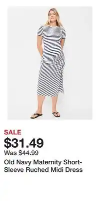 Old Navy Old Navy Maternity Short-Sleeve Ruched Midi Dress offer