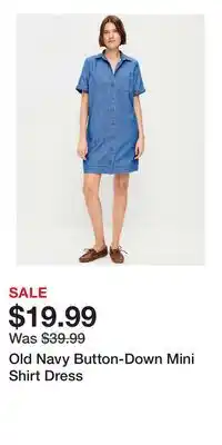 Old Navy Old Navy Button-Down Mini Shirt Dress offer