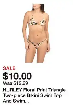 Marshalls HURLEY Floral Print Triangle Two-piece Bikini Swim Top And Swim Bottoms offer