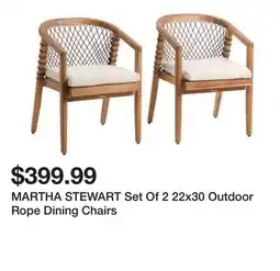 Marshalls MARTHA STEWART Set Of 2 22x30 Outdoor Rope Dining Chairs offer