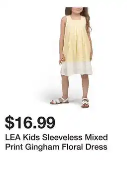 Marshalls LEA Kids Sleeveless Mixed Print Gingham Floral Dress offer