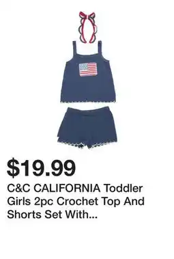 Marshalls C&C CALIFORNIA Toddler Girls 2pc Crochet Top And Shorts Set With Flag Ribbon offer
