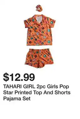 Marshalls TAHARI GIRL 2pc Girls Pop Star Printed Top And Shorts Pajama Set offer