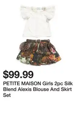 Marshalls PETITE MAISON Girls 2pc Silk Blend Alexis Blouse And Skirt Set offer