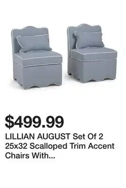 Marshalls LILLIAN AUGUST Set Of 2 25x32 Scalloped Trim Accent Chairs With Lumbar Pillows offer