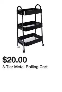 Five Below 3-Tier Metal Rolling Cart offer