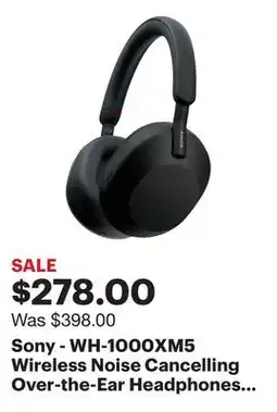 Best Buy Sony - WH-1000XM5 Wireless Noise Cancelling Over-the-Ear Headphones - Black offer