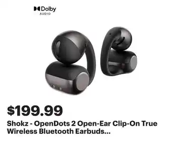 Best Buy Shokz - OpenDots 2 Open-Ear Clip-On True Wireless Bluetooth Earbuds - Black offer