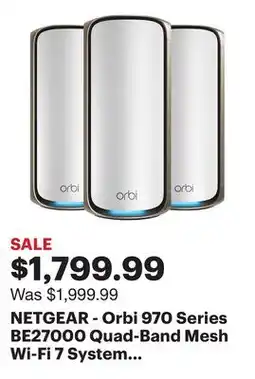 Best Buy NETGEAR - Orbi 970 Series BE27000 Quad-Band Mesh Wi-Fi 7 System (3-pack) - White offer
