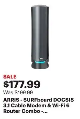 Best Buy ARRIS - SURFboard DOCSIS 3.1 Cable Modem & Wi-Fi 6 Router Combo - Black offer