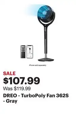 Best Buy DREO - TurboPoly Fan 362S - Gray offer