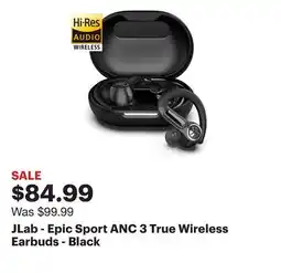 Best Buy JLab - Epic Sport ANC 3 True Wireless Earbuds - Black offer
