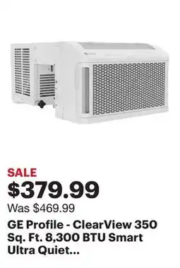 Best Buy GE Profile - ClearView 350 Sq. Ft. 8,300 BTU Smart Ultra Quiet Window Air Conditioner - White offer