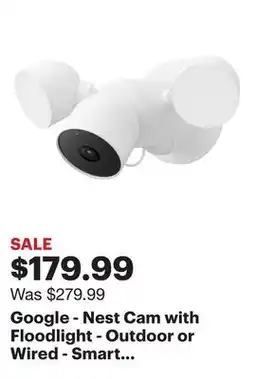 Best Buy Google - Nest Cam with Floodlight - Outdoor or Wired - Smart Security Camera - Snow offer
