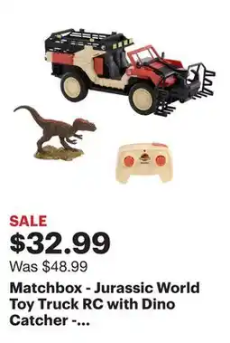 Best Buy Matchbox - Jurassic World Toy Truck RC with Dino Catcher - Red/Tan/Black offer