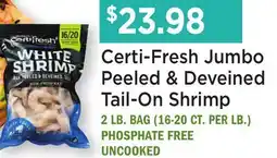 Heinen's Certi-Fresh Jumbo Peeled & Deveined Tail-On Shrimp offer
