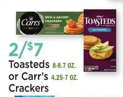 Heinen's Toasteds 8-8.7 OZ. or Carr's Crackers 4.25-7 OZ offer