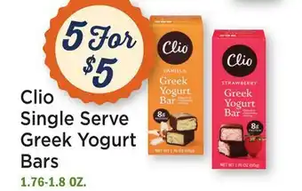 Heinen's Clio Single Serve Greek Yogurt Bars offer