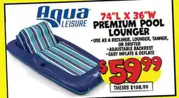 Ollie's AQUA LEISURE 74L X 36W PREMIUM POOL LOUNGER offer