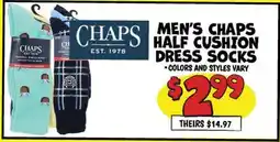 Ollie's CHAPS MEN'S CHAPS HALF CUSHION DRESS SOCKS offer