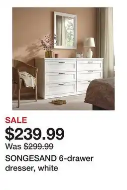 Ikea SONGESAND 6-drawer dresser, white offer
