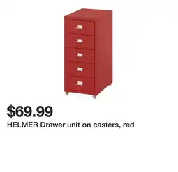 Ikea HELMER Drawer unit on casters, red offer