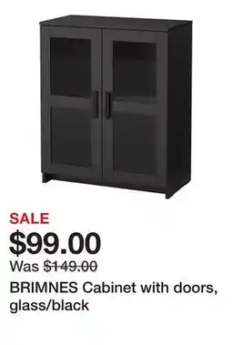 Ikea BRIMNES Cabinet with doors, glass/black offer