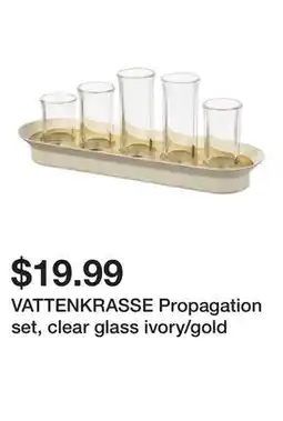 Ikea VATTENKRASSE Propagation set, clear glass ivory/gold offer