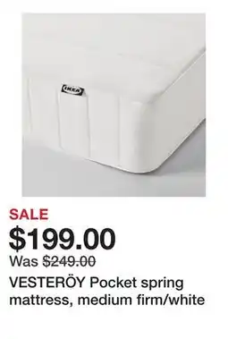 Ikea VESTERÖY Pocket spring mattress, medium firm/white offer