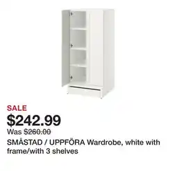 Ikea SMĂ…STAD / UPPFĂ–RA Wardrobe, white with frame/with 3 shelves offer