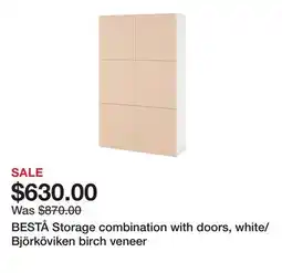 Ikea BESTÅ Storage combination with doors, white/Björköviken birch veneer offer