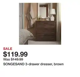 Ikea SONGESAND 3-drawer dresser, brown offer