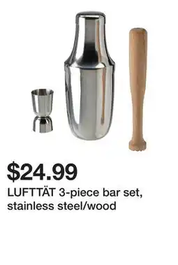 Ikea LUFTTÄT 3-piece bar set, stainless steel/wood offer