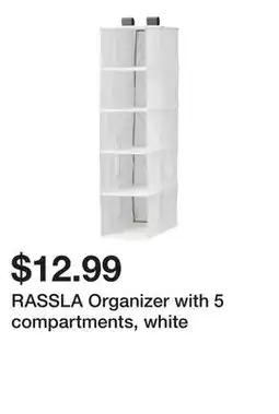 Ikea RASSLA Organizer with 5 compartments, white offer