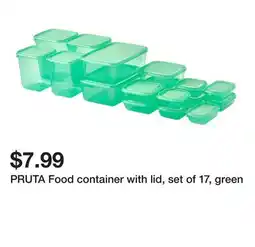 Ikea PRUTA Food container with lid, set of 17, green offer