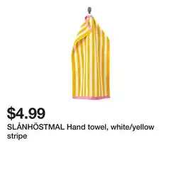 Ikea SLÅNHÖSTMAL Hand towel, white/yellow stripe offer