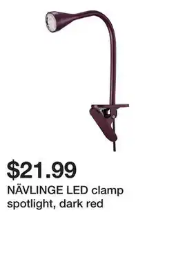 Ikea NÄVLINGE LED clamp spotlight, dark red offer