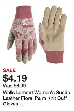 Tractor Supply Company Wells Lamont Women's Suede Leather Floral Palm Knit Cuff Gloves, 1-Pair offer
