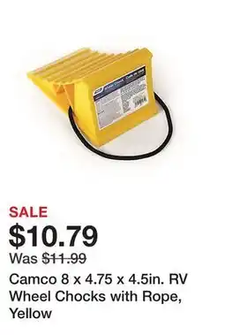Tractor Supply Company Camco 8 x 4.75 x 4.5in. RV Wheel Chocks with Rope, Yellow offer