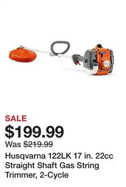 Tractor Supply Company Husqvarna 122LK 17 in. 22cc Straight Shaft Gas String Trimmer, 2-Cycle offer