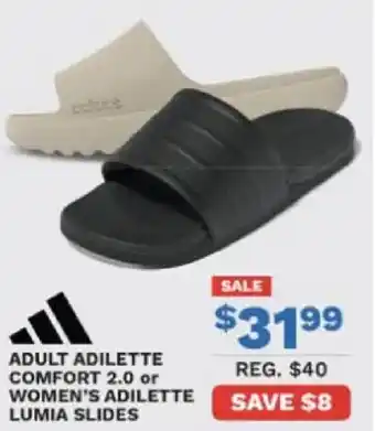 Adidas adult adilette comfort 2.0 or women's adilette lumia slides